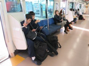 Inside the train; The seats are warmed up by a heater. 